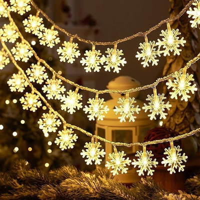 NEXIFY 26 LEDs 7 m Yellow, White Flickering Snow Flake Rice Lights(Pack of 1)