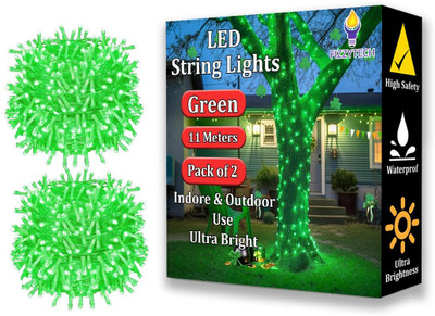 FIZZYTECH 40 LEDs 11 m Green Color Changing String Rice Lights(Pack of 2)