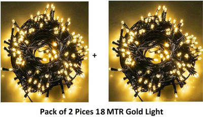 Jee Dee 60 LEDs 18 m Gold Steady Ball Rice Lights(Pack of 2)