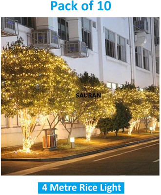 Sauran 15 LEDs 4 m Yellow Steady String Rice Lights(Pack of 10)