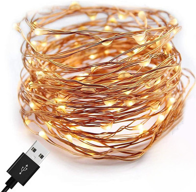 diyadecor 100 LEDs 5 m Yellow Steady String Rice Lights(Pack of 1)