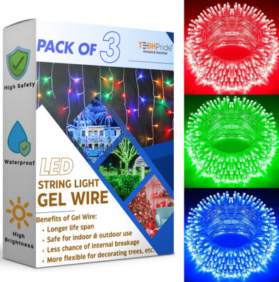 TechPride 40 LEDs 11 m Red, Green, Blue Steady String Rice Lights(Pack of 3)