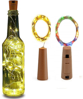 Urvi 20 LEDs 2 m Yellow, Multicolor Flickering, Steady Bulb Rice Lights(Pack of 2)