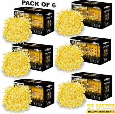 Make Ur Wish 60 LEDs 20 m Yellow Steady String Rice Lights(Pack of 6)