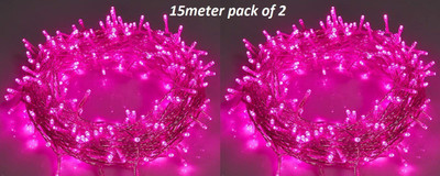 AgTrendz 50 LEDs 15 m Pink Steady String Rice Lights(Pack of 2)