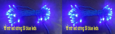 home decore 50 LEDs 10 m Blue Steady String Rice Lights(Pack of 2)
