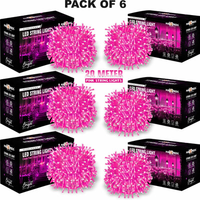 Daily Needs Shop 60 LEDs 20 m Pink Steady String Rice Lights(Pack of 6)