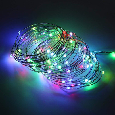 MANSAA 50 LEDs 5 m Multicolor, Red, Green, Blue Steady String Rice Lights(Pack of 2)