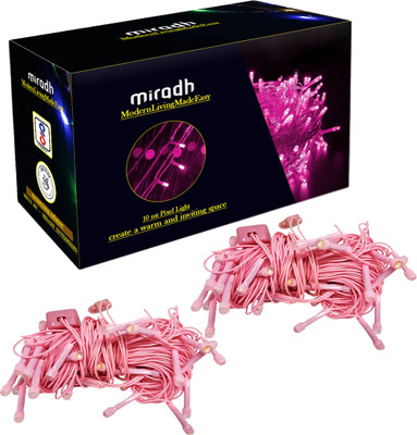 MIRADH 36 LEDs 10 m Pink Steady String Rice Lights(Pack of 2)