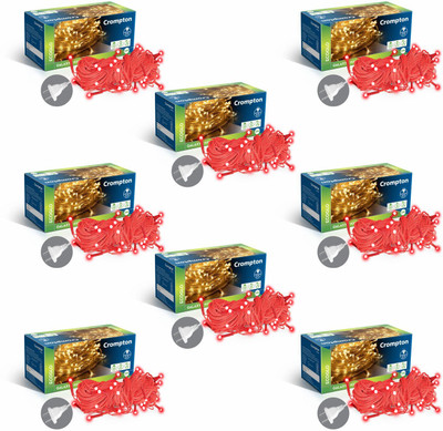 Crompton 48 LEDs 10 m Red Steady String Rice Lights(Pack of 8)