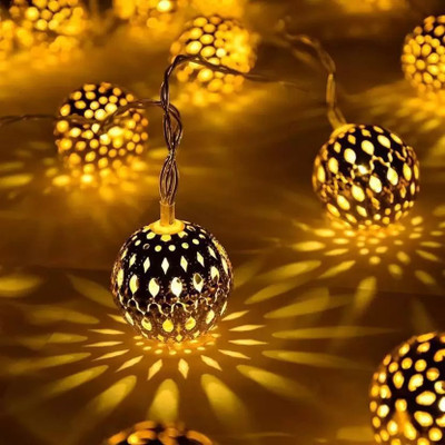 Raghav trading 10 LEDs 5 m Gold Steady Ball Rice Lights(Pack of 1)