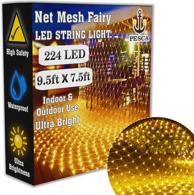 PESCA 223 LEDs 2.9 m Yellow Steady Net/Mesh Rice Lights(Pack of 1)