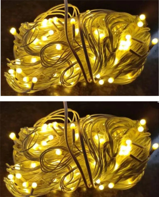 LightFlow 40 LEDs 10 m Yellow Steady Bulb Rice Lights(Pack of 2)