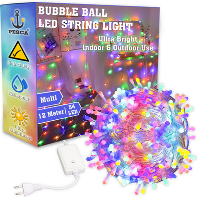 PESCA 54 LEDs 12 m Multicolor Flickering Ball Rice Lights(Pack of 1)