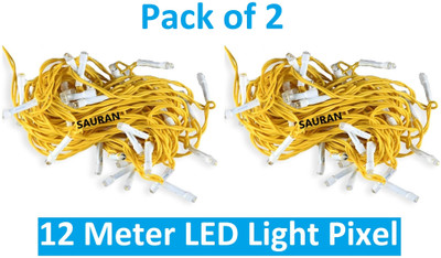 Sauran 38 LEDs 12 m Yellow Steady String Rice Lights(Pack of 2)