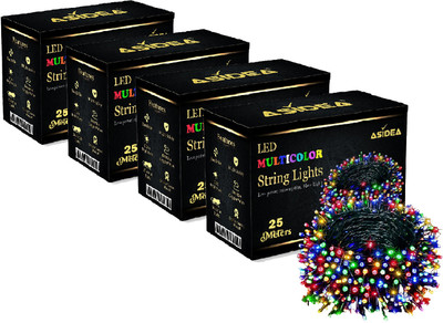 ASIDEA 78 LEDs 25 m Multicolor Flickering, Color Changing, Steady Bulb Rice Lights(Pack of 4)
