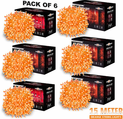 Pick Ur Needs 40 LEDs 15 m Orange Steady String Rice Lights(Pack of 6)