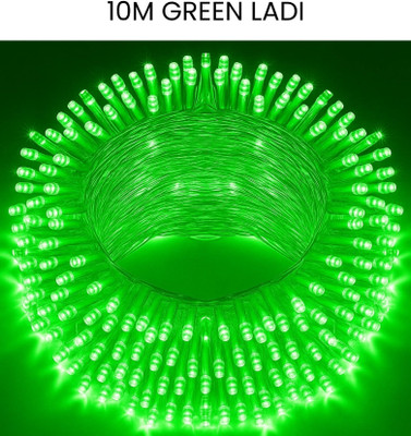 spark world 22 LEDs 6.5 m Green Steady Bulb Rice Lights(Pack of 1)
