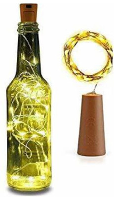 Copper String LED light 2 MTR 20 LED Bottle cork Operated Decorative Lights 20 LEDs 1.98 m Yellow Steady Water Drop Rice Lights(Pack of 1)