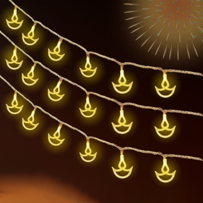 XERGY 14 LEDs 3.5 m Yellow Steady Diya Rice Lights(Pack of 1)