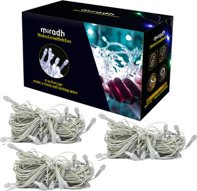 MIRADH 36 LEDs 10 m White Steady String Rice Lights(Pack of 3)