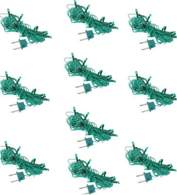 Business Squad 100 LEDs 7 m Green Steady String Rice Lights(Pack of 10)