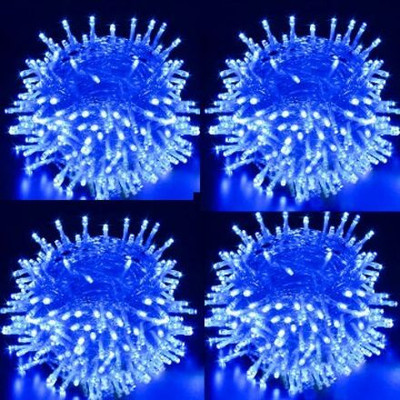 ishumi 60 LEDs 15 m Blue Steady, Flickering, Color Changing Bulb Rice Lights(Pack of 4)
