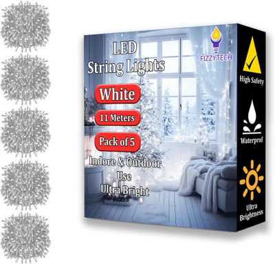 FIZZYTECH 40 LEDs 11 m White Color Changing String Rice Lights(Pack of 5)