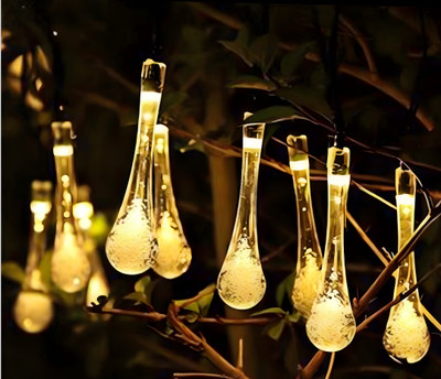 R Art 14 LEDs 4 m Yellow Steady Water Drop Rice Lights(Pack of 1)