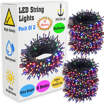 PESCA 160 LEDs 45 m Multicolor Steady, Color Changing, Flickering String Rice Lights(Pack of 2)