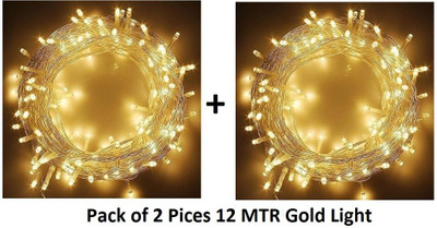 NEERUSSTORE 36 LEDs 12 m Gold Steady Ball Rice Lights(Pack of 1)