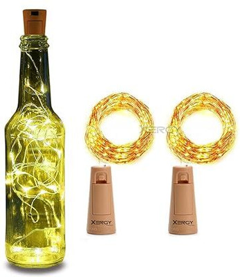 FATFISH 20 LEDs 2 m Yellow Steady Bottle Rice Lights(Pack of 2)