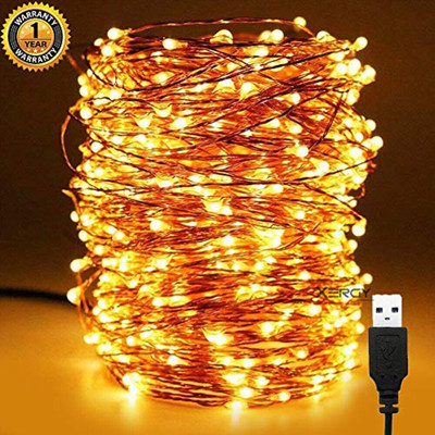 XERGY 200 LEDs 20 m Yellow Steady String Rice Lights(Pack of 1)
