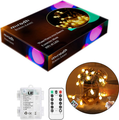 MIRADH 40 LEDs 10 m Yellow Flickering, Steady Ball Rice Lights(Pack of 1)