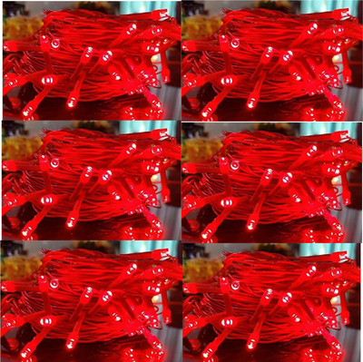 Business Squad 224 LEDs 13 m Red Steady String Rice Lights(Pack of 6)