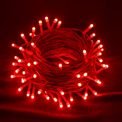 MPROW 100 LEDs 20 m Red Steady Bulb Rice Lights(Pack of 1)