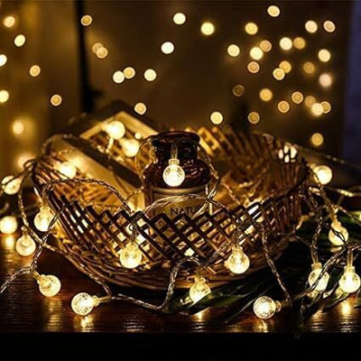 Khan Saar 14 LEDs 3 m Gold Steady Ball Rice Lights(Pack of 1)