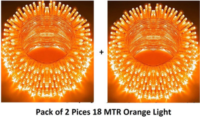 Junjadiya 58 LEDs 18 m Orange Steady Ball Rice Lights(Pack of 2)