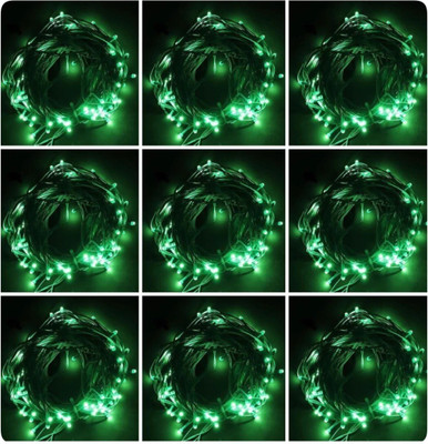 Local Charm 252 LEDs 12.5 m Green Steady String Rice Lights(Pack of 9)