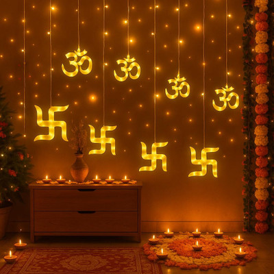 QUACE 138 LEDs 2.49 m Yellow Flickering, Steady Om Rice Lights(Pack of 1)