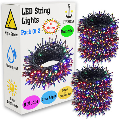 PESCA 40 LEDs 11 m Multicolor Steady String Rice Lights(Pack of 2)