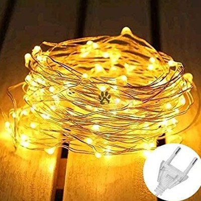 Sinoman 100 LEDs 10 m Yellow Steady String Rice Lights(Pack of 1)