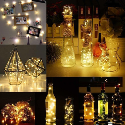 AbhiCart 20 LEDs 2.03 m Yellow Steady Bottle Rice Lights(Pack of 6)
