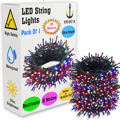 PESCA 60 LEDs 19.99 m Multicolor Steady String Rice Lights(Pack of 1)