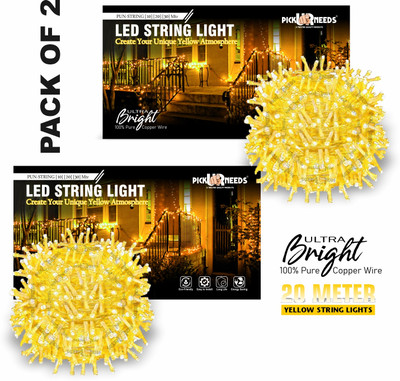 Daily Needs Shop 60 LEDs 20 m Yellow Steady String Rice Lights(Pack of 2)