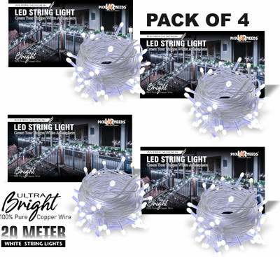 Daily Needs Shop 60 LEDs 20 m White Steady String Rice Lights(Pack of 4)
