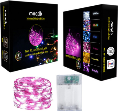 MIRADH 30 LEDs 3 m Pink Steady String Rice Lights(Pack of 1)