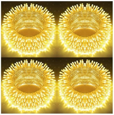 inooBeam 44 LEDs 12 m Yellow Steady String Rice Lights(Pack of 4)