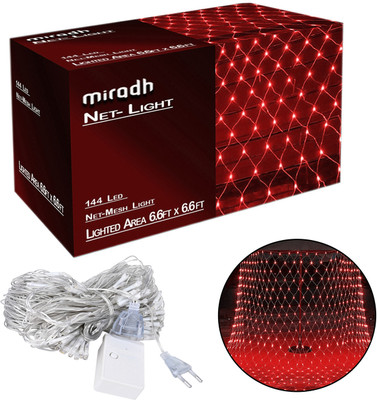 MIRADH 144 LEDs 2 m Red Color Changing, Flickering, Steady String Rice Lights(Pack of 1)