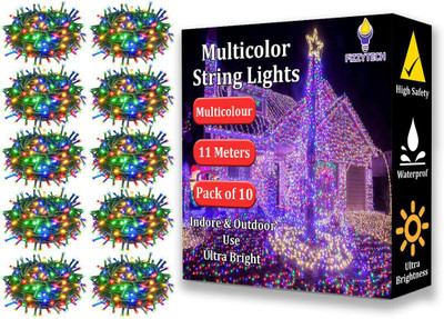 FIZZYTECH 40 LEDs 11 m Multicolor Steady String Rice Lights(Pack of 10)